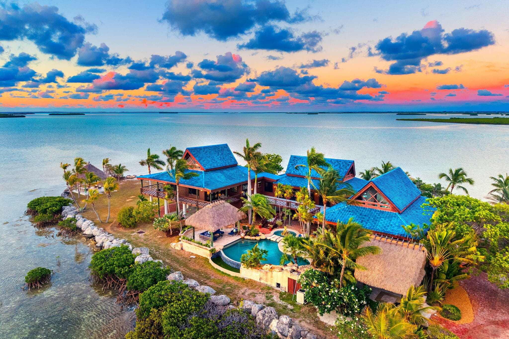 A gated waterfront estate on Shark Key, near Key West